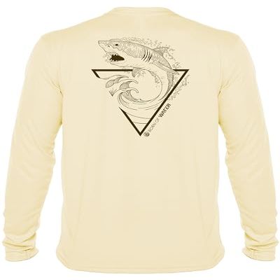 Great White Shark Shirt: UV UPF+ 50 Long Sleeve: Protection T-Shirt: Pale Yellow - 2XL