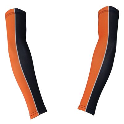 Sports Farm PAIR Youth & Adult Sizes 2 Tone Player Compression Arm Sleeves (2 Sleeves) (Over 20 Colors Available In Our Store) (Youth Large, Orange & Black)