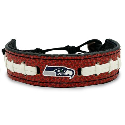 NFL Seattle Seahawks Unisex Leather Football Bracelet Pebble-Grain & Football Stitches for Gift or Game Day Comfortable & Adjustable