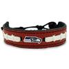 NFL Seattle Seahawks Unisex Leather Football Bracelet Pebble-Grain & Football Stitches for Gift or Game Day Comfortable & Adjustable view 1