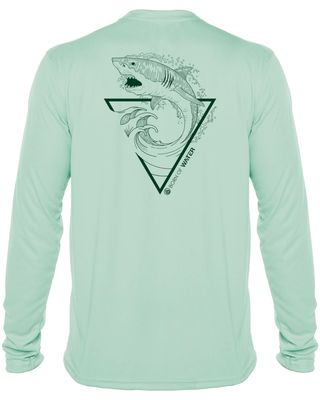 Great White Shark Shirt: UV UPF+ 50 Long Sleeve: Protection T-Shirt: Seagreen - XL