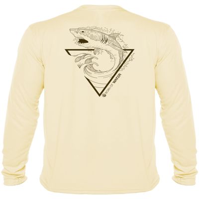 Great White Shark Shirt: UV UPF+ 50 Long Sleeve: Protection T-Shirt: Pale Yellow - XL