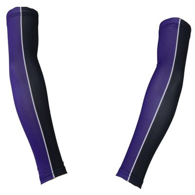 Sports Farm PAIR Youth & Adult Sizes 2 Tone Player Compression Arm Sleeves (2 Sleeves) (Over 20 Colors Available In Our Store) (Youth Large, Black & Purple)