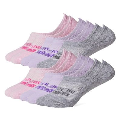 32 DEGREEES Women's 6 Pack Comfort No Show Socks | Anti-Odor | Heel Grips | Arch Support | Active | Casual | Work, Pink/Purple/Grey, Medium