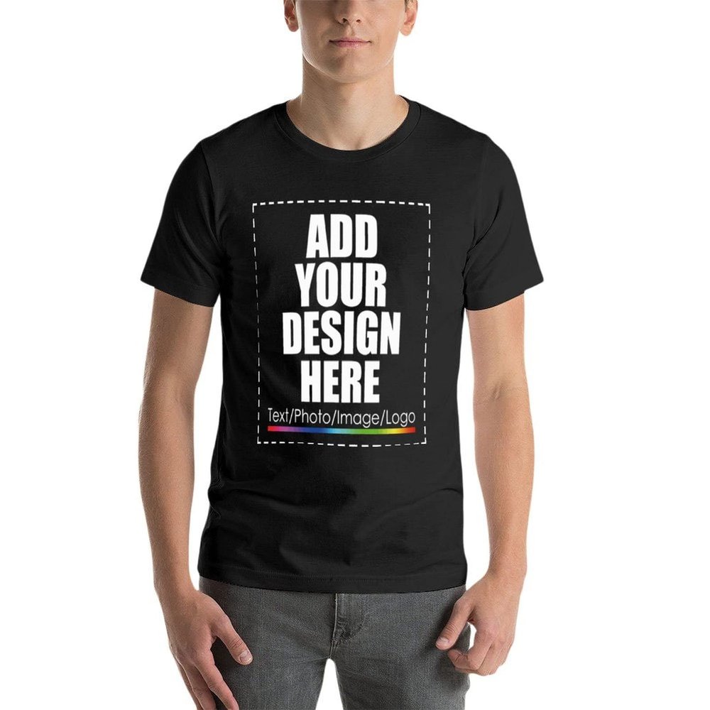 Custom T Shirts Add Photo Text Picture Personalized Unisex Tee Gift Black 3XL