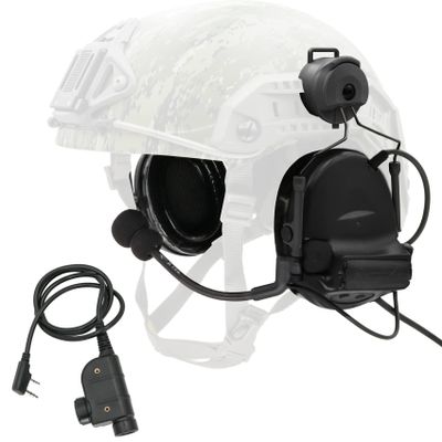 TSVISIONCORE COMTA 2 Helmet-Type Tactical Headset with U94 PTT 2pinNoise Canceling Headphonesfor Airsoft Hunting Shooting (Black)