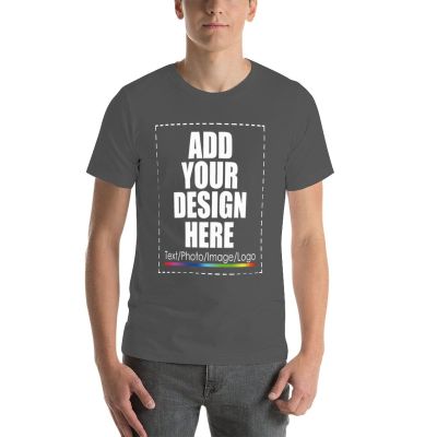 Custom T Shirts Add Photo Text Picture Personalized Unisex Tee Gift Dark Gray L