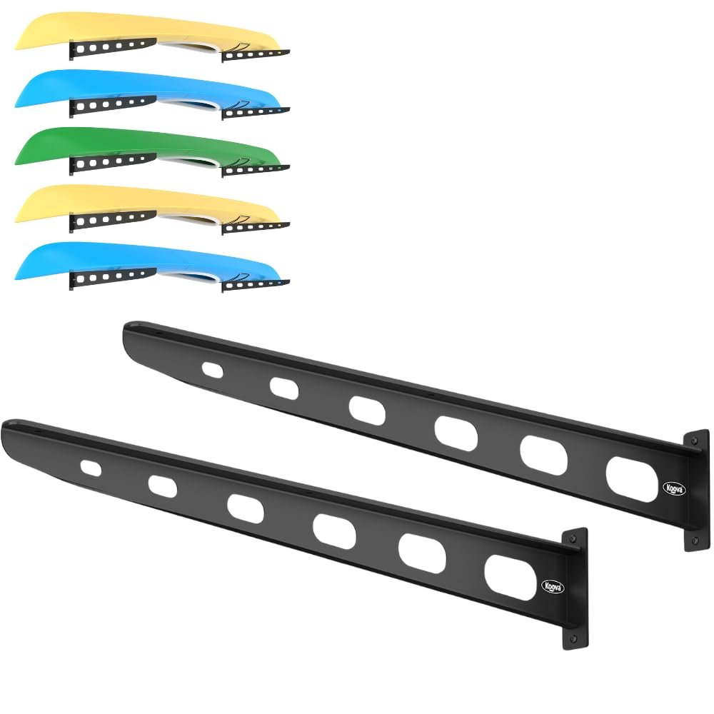 Koova Wall Mount Kayak Rack | Heavy Duty Steel Kayak Storage for Outdoor, Garage | Fit Stand Up Paddle Board, Canoes, Kayaks | 150lb Capacity Shelf | Made in USA