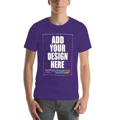 Custom T Shirt Add Text Logo Adult Youth Unisex Cotton T Shirts Uniform Purple L