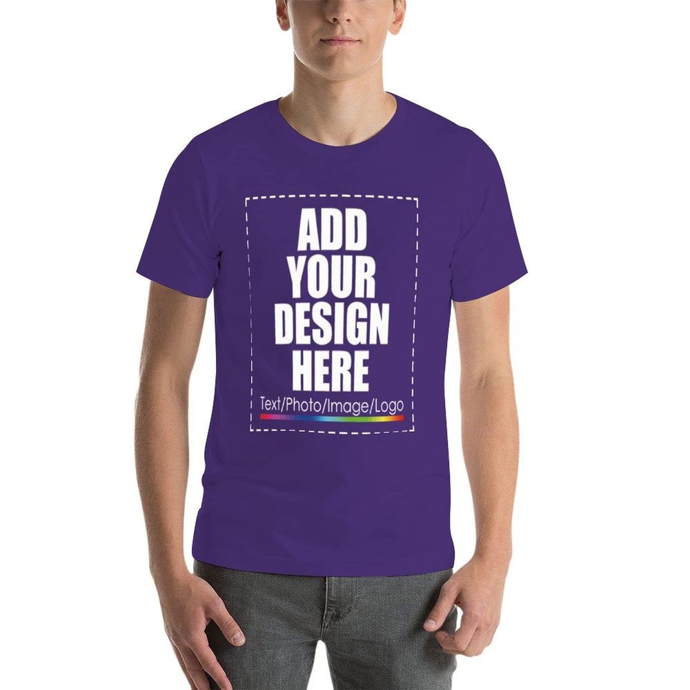 Custom T Shirt Add Text Logo Adult Youth Unisex Cotton T Shirts Uniform Purple L
