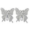 2PCS Rhinestone Crystal Butterfly Shoe Clips Shoe Buckle Dress Hat Accessories for Bridal Wedding Party Shoe Decoration (White) view 1