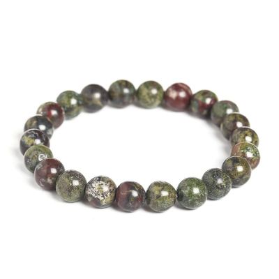 Gfsdjalkj Round Natural Stone Dragon Blood Bracelet Suitable for Men Women (Length : 6mm, Metal Color : Dinosaur Stone)