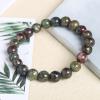 Gfsdjalkj Round Natural Stone Dragon Blood Bracelet Suitable for Men Women (Length : 6mm, Metal Color : Dinosaur Stone) view 2