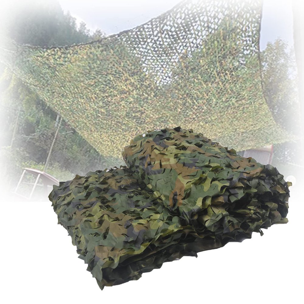 Geovne Woodland Camo Netting,Outdoor Blind Camouflage Net,Oxford Fabric Camouflage Tarp,Military Nets,Army Sunshade Mesh,for Hunting,Shooting,Party Decoration,Animal Observation (3x9m(9.8x29.5ft))