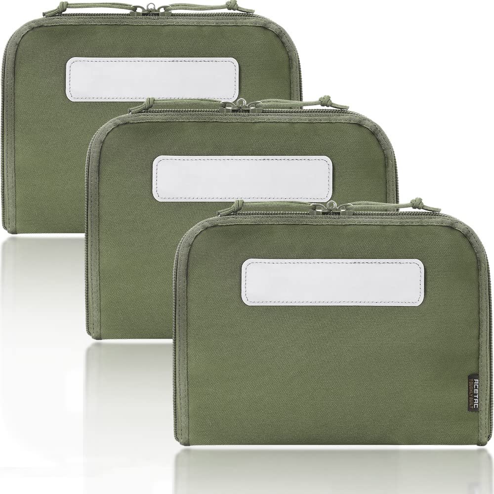 ACETAC [3-Pack Tactical Handgun Case Pistol Storage with Reflective Patch, Universal CCW Holster Wrap, Hook and Loop Mag Panel (OD Green)