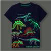 Toddler Luminous Dinosaur Tees Shirt Kids T-Shirt Crewneck Summer Tops for 2-7 Years Boys (7 Years, Dark Blue) view 4