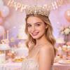 Kamirola Gold Crown for Women Crystal Princess Tiaras Rhinestone Queen Crowns For Wedding Bridal Birthday Prom Pageant Party Halloween Christmas view 3