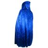 Gardeningwill Unisex 35 Inches Christmas Halloween Party Festival Magic Velvet Hooded Cloak Robe Masquerade Cosplay Costume Blue view 4