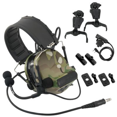 TSVISIONCORE Tactical Headset with U94 PTT Detachable Headband and Rail Adapter,for ARC,Mlok,Team Wendy Rail,Airsoft Sports(MC)