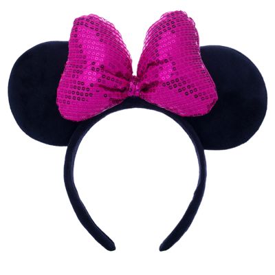 CHuangQi 1pcs Mouse Ears Shiny Headband with 3D Bow Hair Band Double-sided Sequin Bow for Birthday Party or Amusement Park (3D RoseredBow)