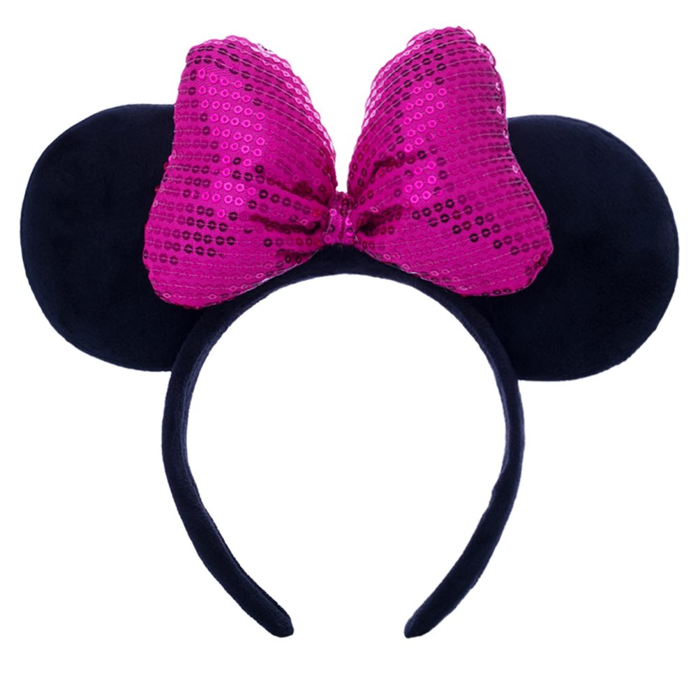 CHuangQi 1pcs Mouse Ears Shiny Headband with 3D Bow Hair Band Double-sided Sequin Bow for Birthday Party or Amusement Park (3D RoseredBow)