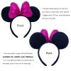 CHuangQi 1pcs Mouse Ears Shiny Headband with 3D Bow Hair Band Double-sided Sequin Bow for Birthday Party or Amusement Park (3D RoseredBow) view 2