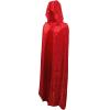 Gardeningwill Unisex 35 Inches Christmas Halloween Party Festival Magic Velvet Hooded Cloak Robe Masquerade Cosplay Costume Red view 1