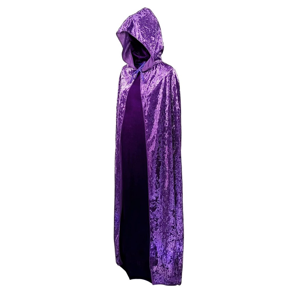 Gardeningwill Unisex 35 Inches Christmas Halloween Party Festival Magic Velvet Hooded Cloak Robe Masquerade Cosplay Costume Purple