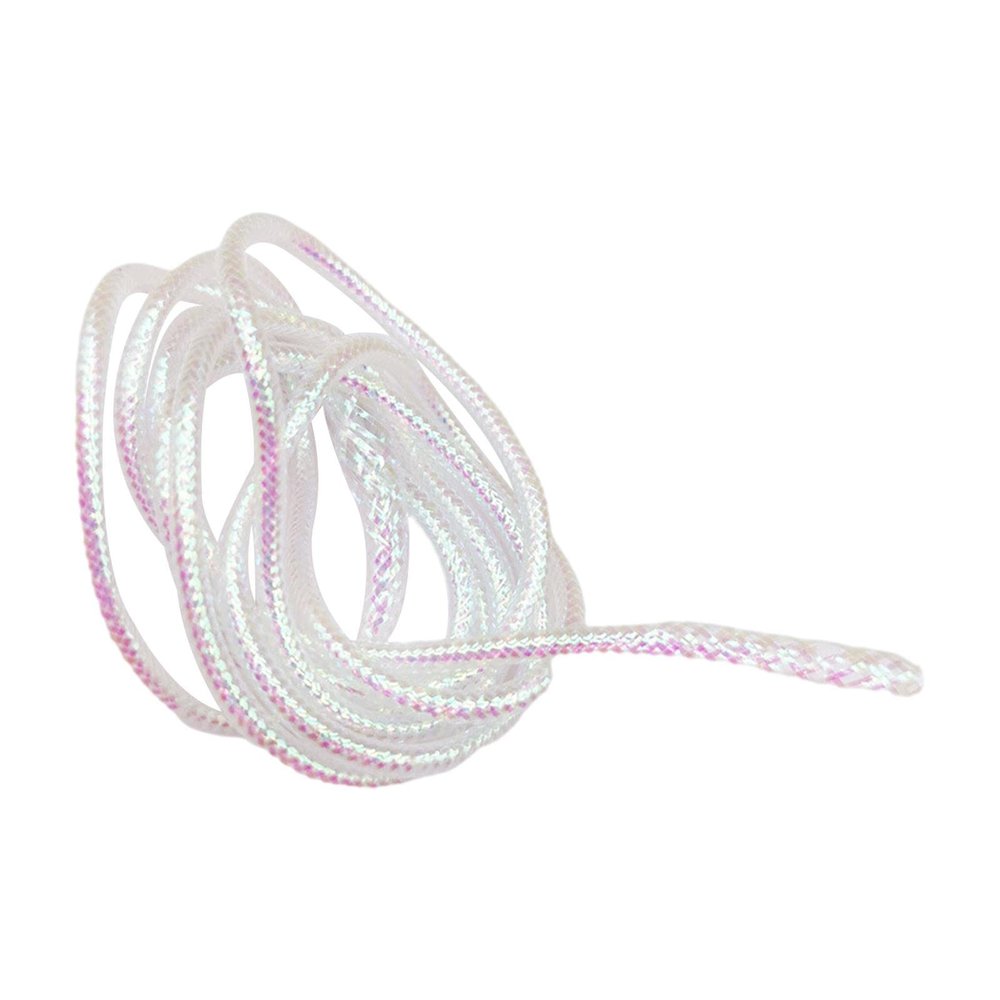 4M Braid Mylar Tube,2/4/6mm Pearlescent Fly Tying Materials,Braided Round Holographic Cord DIY Tool for Fishing Outdoor, White Pearlescent, 6mm