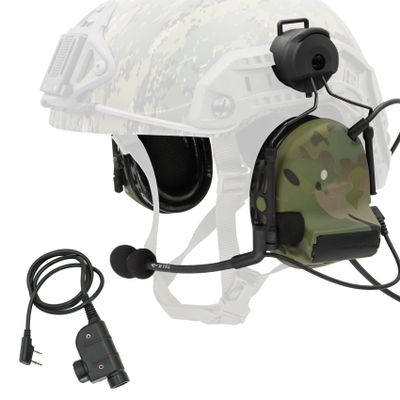 TSVISIONCORE COMTA 2 Helmet-Type Tactical Headset with U94 PTT 2pinNoise Canceling Headphonesfor Airsoft Hunting Shooting (MC)