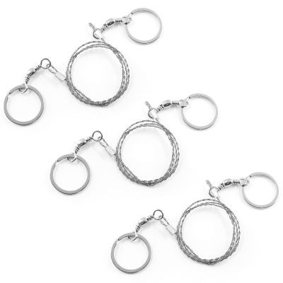 Bivethoi 3 Pack Stainless Steel Wire Emergency Saw Kit, Camping Mini Backpacking Cable Cutting String Bone Rope, Travel Chainsaw for Wood Cutting Hiking Hunting (Ring Handle)