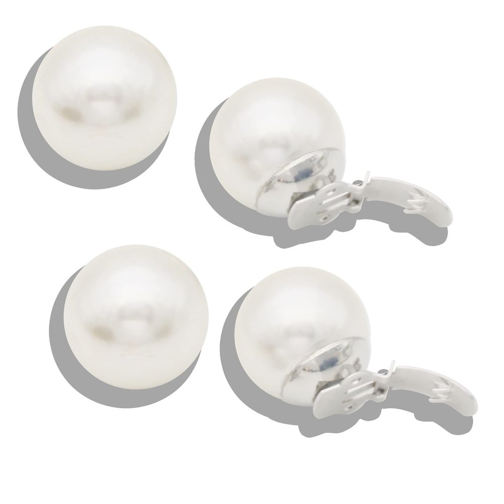 4PCS Imitation Pearl Shoe Clips Shoe Buckle Dress Hat Accessories for Bridal Wedding Party Shoe Decoration (16MM)