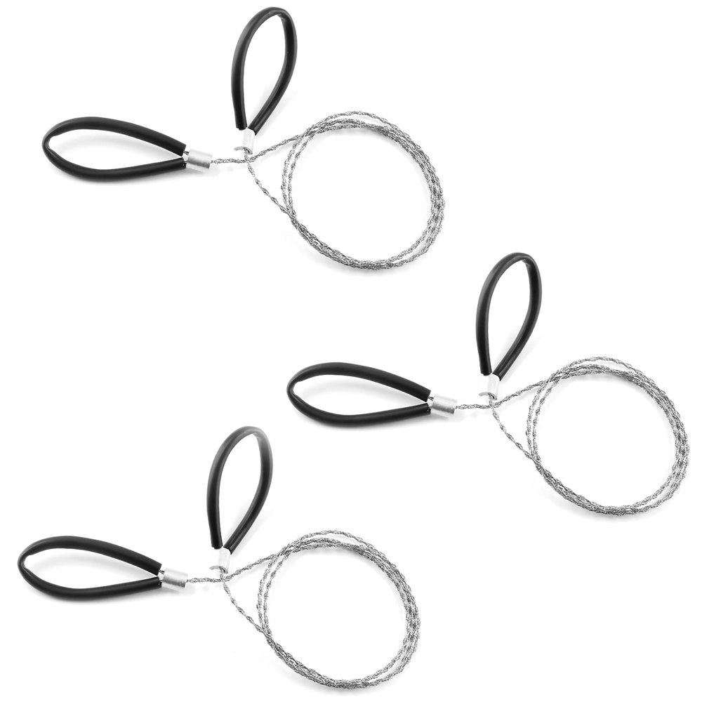 Bivethoi 3 Pack Stainless Steel Wire Saw Emergency Saw Kit, Camping Wire Saw Mini Backpacking Saw, Cable Cutting String Bone Rope Saw, Travel Chainsaw for Wood Cutting Hiking Hunting (Wire Handle)