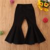POLG Kids Toddler Little Baby Girl Ruffle Ripped Jeans Bell Bottom Flare Pants Ripped Denim Leggings Trousers view 2