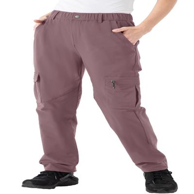 Rdruko Women's Waterproof Hiking Pants Lightweight Quick Dry Travel Fishing Cargo Work Pants Graypurple Medium