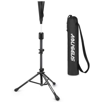AOLIGEIJS Baseball Tee Batting Tee Softball Tee Portable Travel Hitting Tee,Easy Adjustable Height,Stable Tripod Stand (Baseball Tee Pro, Black)