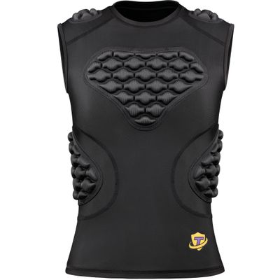 TUOYR Padded Compression Shirt Chest Protector Heart Guard Sternum Protective Sleeveless Vest for Football Baseball Lacrosse and Goalies - Youth & Adult Sizes Black-White