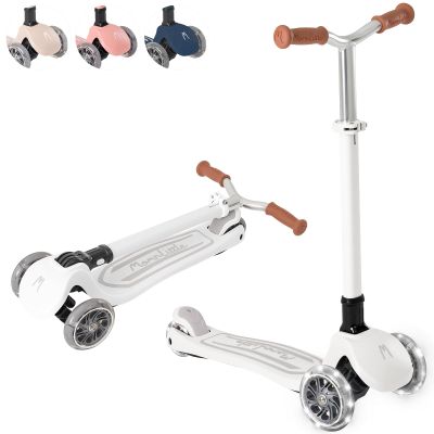 MomnLittle Kick Scooter for Kids Ages 3-10 (White) 3 Wheeled with LED Light-Up Wheels CPSC Certified Foldable and 4 Height Adjustable Toddler Scooters for Boys Girls