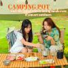 Xiuganpo Camping Pot Cookware, Stainless Steel Lunch Container 1L Backpacking Picnic Cooking Bento Box with Foldable Handle Portable Open Fire Stockpot Kettle for Outdoor Hiking, default view 2
