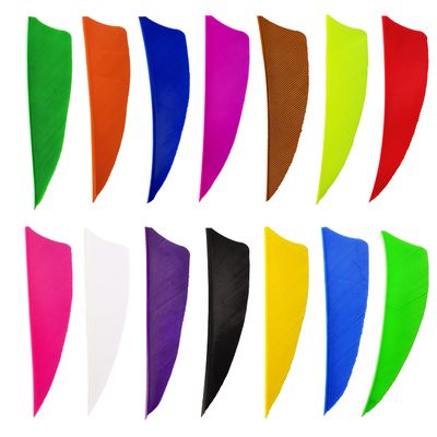 AMEYXGS 50pcs Archery Arrow Feathers 3" 4 "5" Turkey Feather Fletching Vanes Hunting Arrow Fletches Left/Rignt Wing for DIY Hunting Arrows (4inch, Shield - Right Wing, Orange)