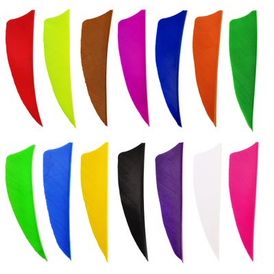 AMEYXGS 50pcs Archery Arrow Feathers 3" 4 "5" Turkey Feather Fletching Vanes Hunting Arrow Fletches Left/Rignt Wing for DIY Hunting Arrows (3inch, Shield - Left Wing, Green)