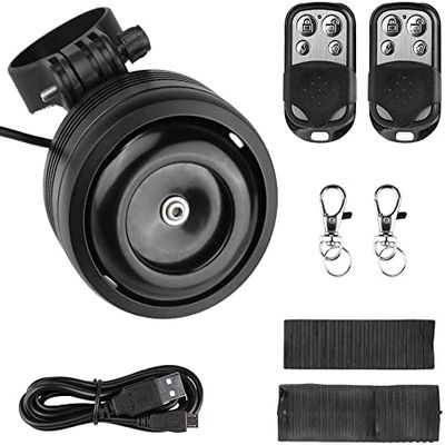 Electric Bike Bell Alarm with Remote Controller Waterproof,Anti-Theft Bike Horn with USB Rechargeable Function