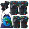 FIODAY Knee Pads for Kids Dinosaur Knee Elbow Pads Wrist Guards with Drawstring Bag Adjustable 7 in 1 Protective Gear Set for Boys Inline Skating Bike Cycling Skateboard Scooter, 3-8 Years, Black view 1