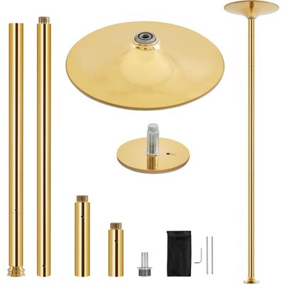 Yaheetech Stripper Dance Pole Spinning Static Dancing Pole Portable Removable for Home Club Bar Gym 44.5-108.3 Height Adjudtable & Weight Capacity 500lb - Gold
