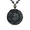 VIKCAUX Black Obsidian Necklace Natural Dragon and Phoenix Amulet Pendant with Adjustable Beaded Chain Good Luck Yin Yang Necklaces for Men Women view 1