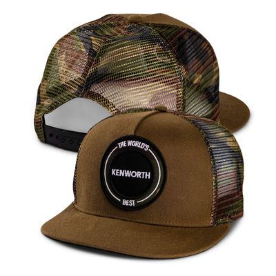 Kenworth Motors Trucks World's Best Wool Front Flatbill Mesh Back Hat/Cap