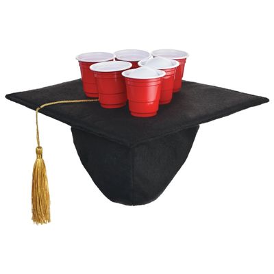 Stylish Black & Red Grad Cap Toss Game (1 Pc) -. Fun & Exciting Party Activity - Perfect for Graduation Party