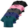 Real Essentials 5 Pack: Women's Dry-Fit Crop Top Short Sleeve Shirts Workout Gym Cropped Athletic Tee (Available in Plus)- Set 4, 3X view 1