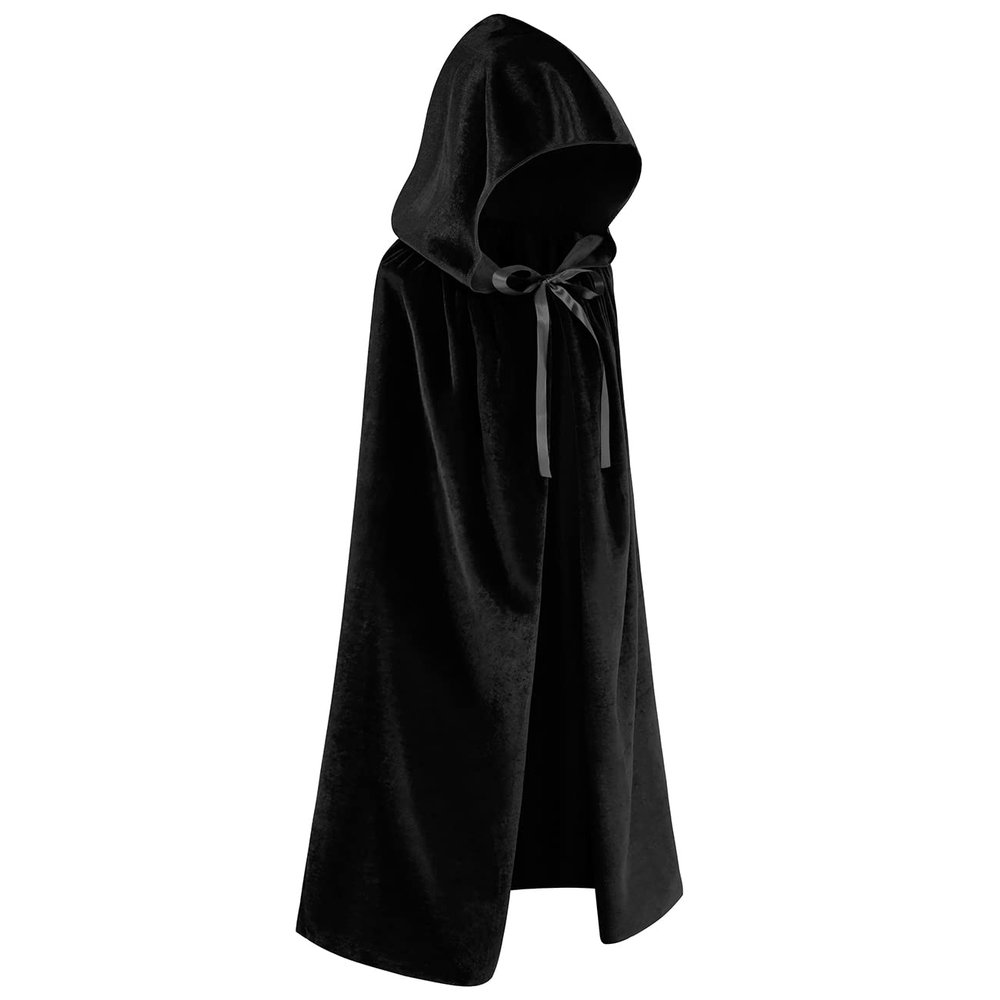 Regenboog Kids Velvet Cape with Hood,31.5inch,Black Cloak for Kids,Short Velvet Cape Women