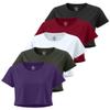 Real Essentials 5 Pack: Women's Dry-Fit Crop Top Short Sleeve Shirts Workout Gym Cropped Athletic Tee (Available in Plus)- Set 5, 3X view 1